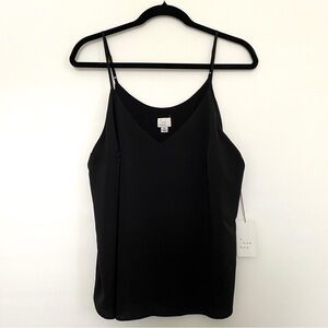A New Day Minimalist Black Camisole Sleeveless V-Neck Spaghetti Strap Top XL